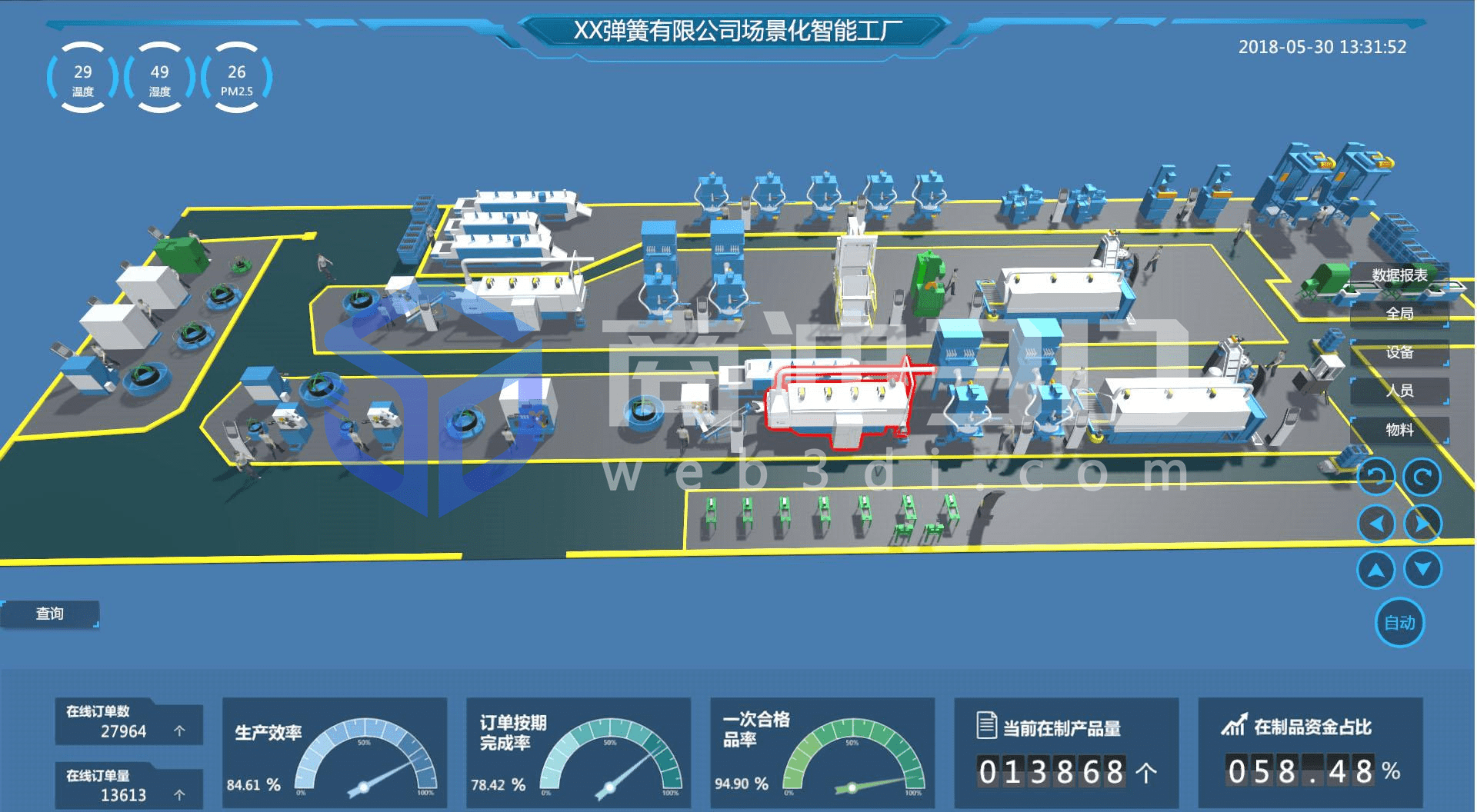 工业3D互联网可视化三维数字化智能工厂管理系统